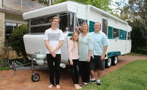 Family photo with Van. Left to right Luke, Olivia, Sue, Paul